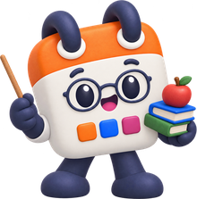 Calendín, la mascota de HolaCalendar, con lentes, libros y un puntero, listo para explicar