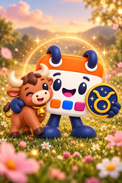 Calendín y un torito en un prado primaveral lleno de flores